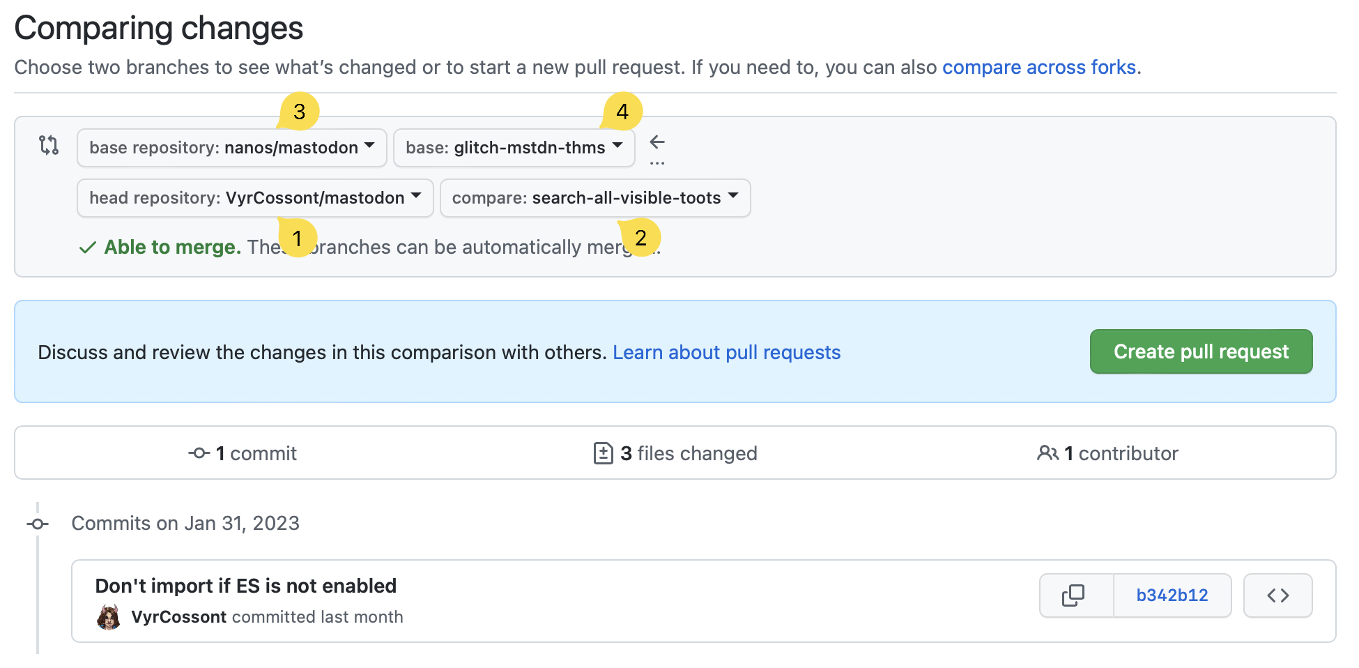 Selecting branches for Pull Requests