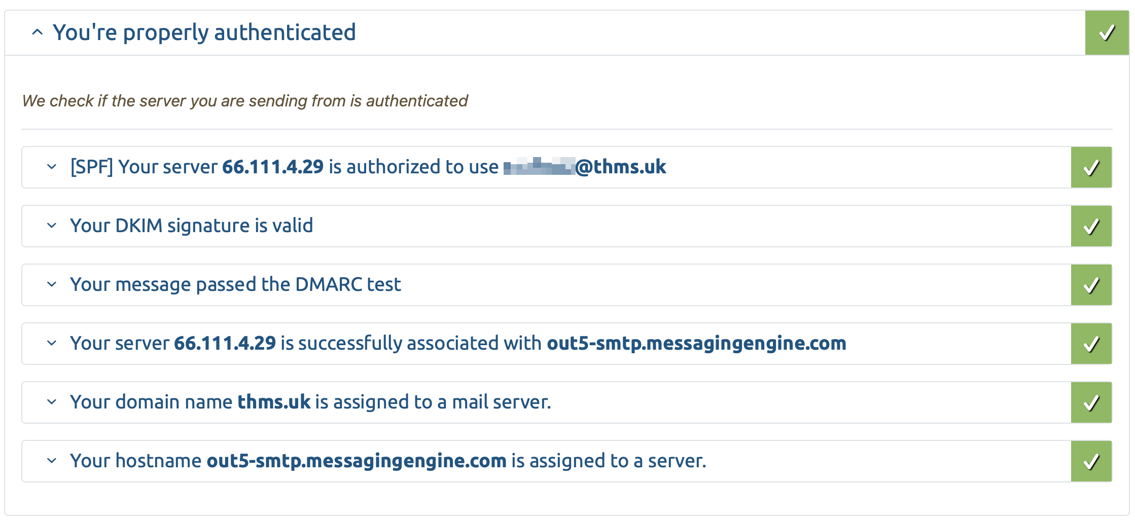 mail-tester authentication results